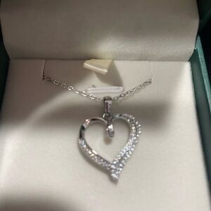 Silver Heart Moissanite Pendant Necklace